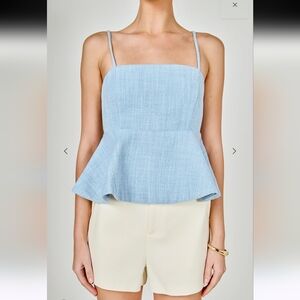 Endless Rose Blue Tweed Babydoll Top NWT Size Large